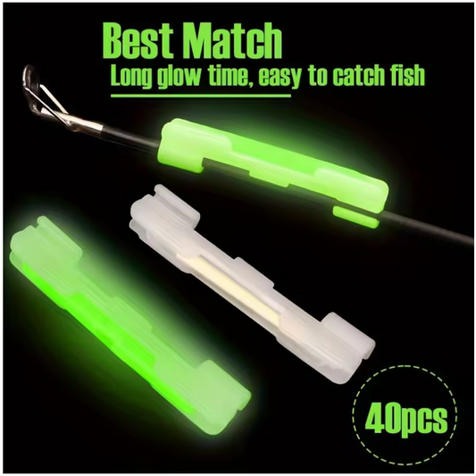 40pcs/Set Night Fishing Luminous Sticks with Accessories, 30pcs Glow Stick and 10pcs Glow Clip Kit
