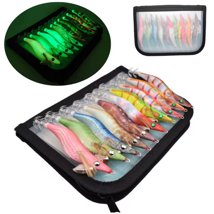 10pcs Luminous Squid Jig Fishing Lures Squid bait - Glow-in-the-Dark, Ideal for Sea & Boat Fishing