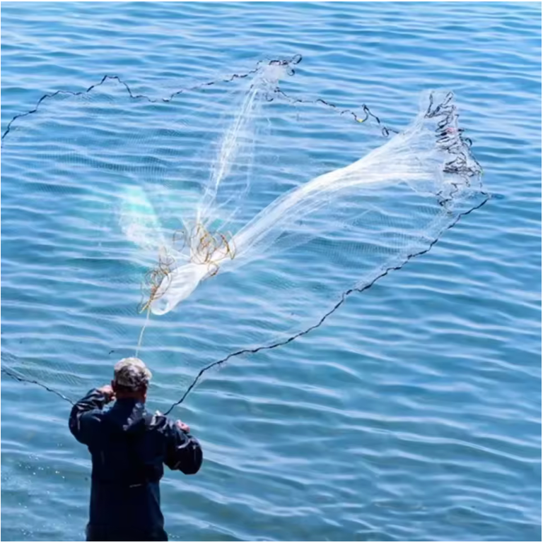 1PC Floating Trap Fishing Net – Exploding Cast Fish Trap with Hooks | Easy Throw Fishnet for Bait & Small Fish