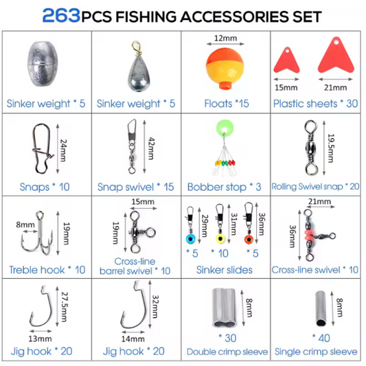 263pcs Outdoor Fishing Accessories Set with Tackle Box