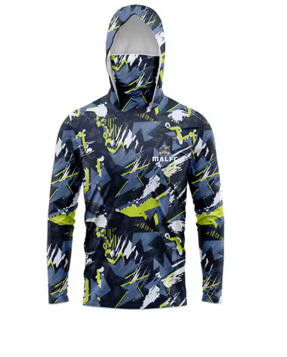 MALFC Men Hood Fishing Shirt long sleeve fishing t shirt uv protection Fishing Apparel
