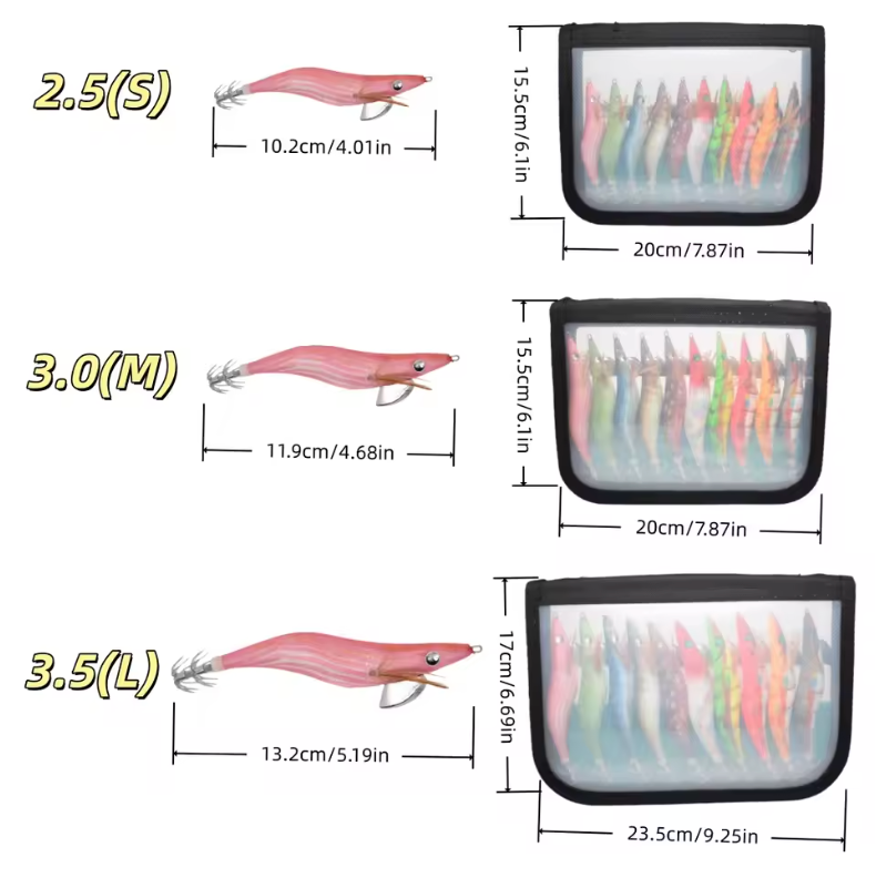 10pcs Luminous Squid Jig Fishing Lures Squid bait - Glow-in-the-Dark, Ideal for Sea & Boat Fishing