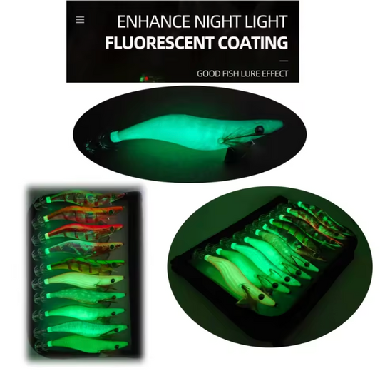 10pcs Luminous Squid Jig Fishing Lures Squid bait - Glow-in-the-Dark, Ideal for Sea & Boat Fishing