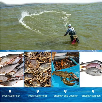 1PC Floating Trap Fishing Net – Exploding Cast Fish Trap with Hooks | Easy Throw Fishnet for Bait & Small Fish